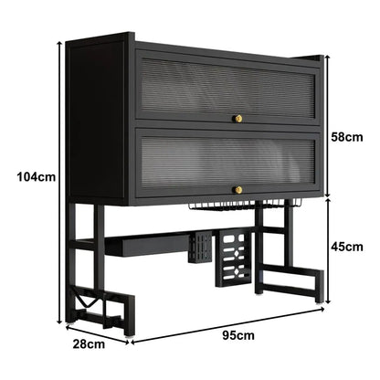 Escurridor de Trastes Negro con Organizador y Seca Vasos 30x95cm