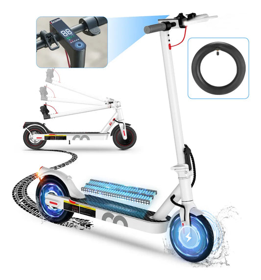 Scooter Eléctrico Plegable 25km/h con Neumáticos de 8.5'' y LED - Metacompras