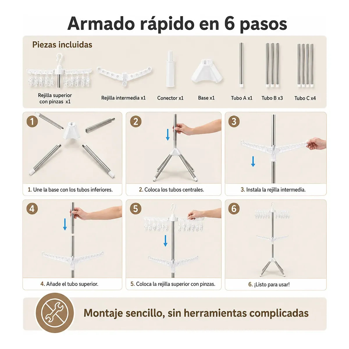 Tendedero Plegable Portátil con Alta Capacidad para Secar Ropa