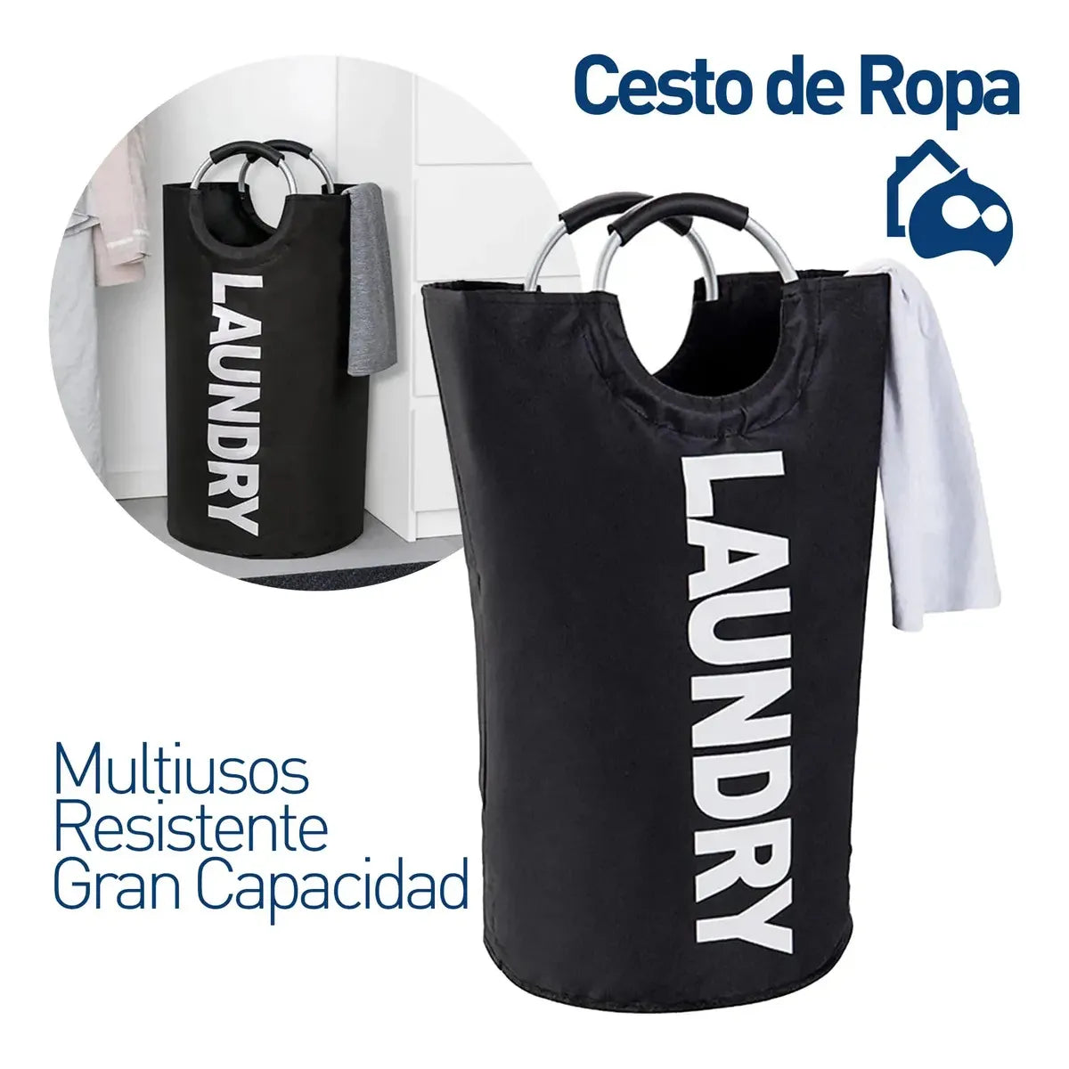 Cesto Plegable para Ropa Sucia con Agarre - Organizador de Lavandería