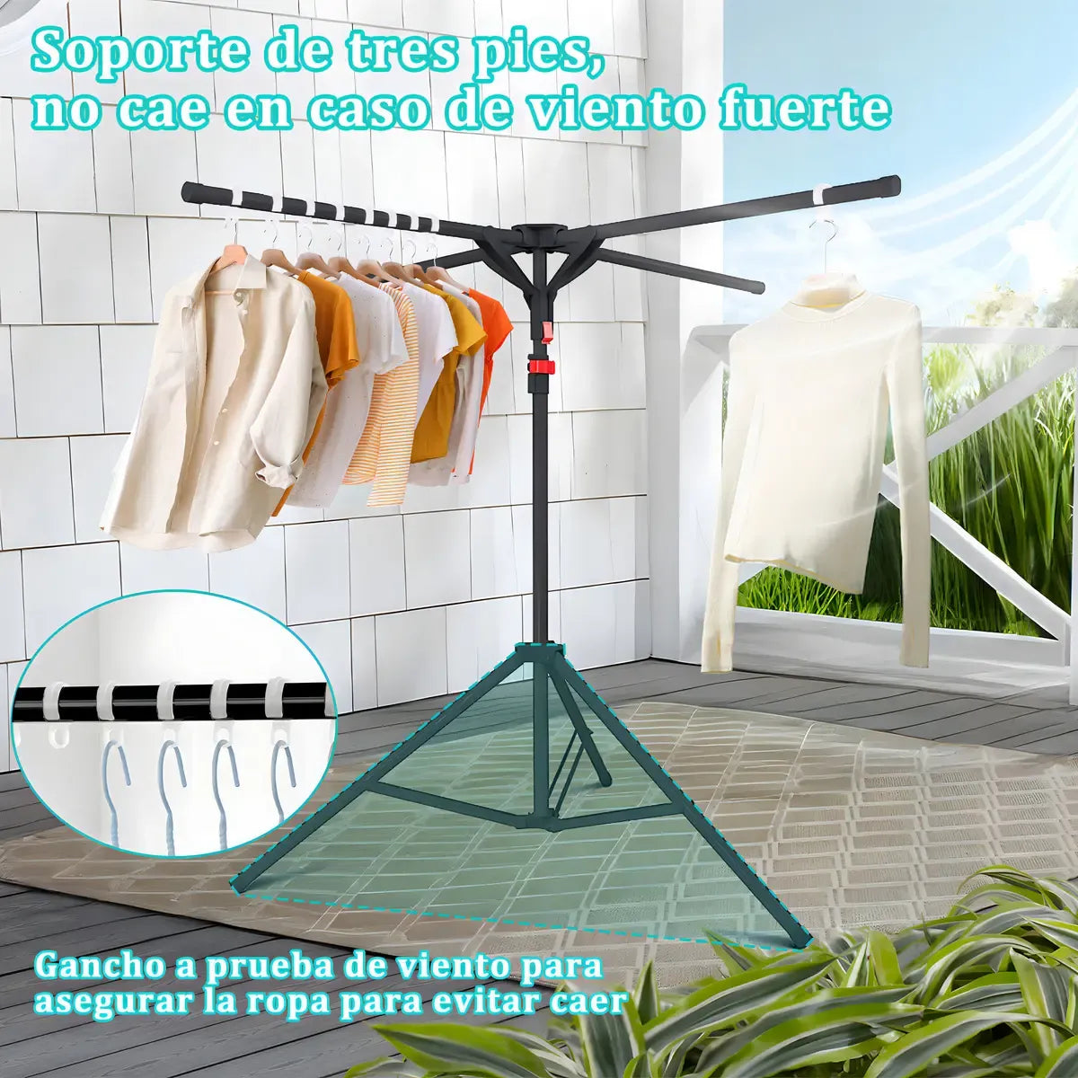 Tendedero Plegable Interactivo con Altura Ajustable y Diseño Compacto