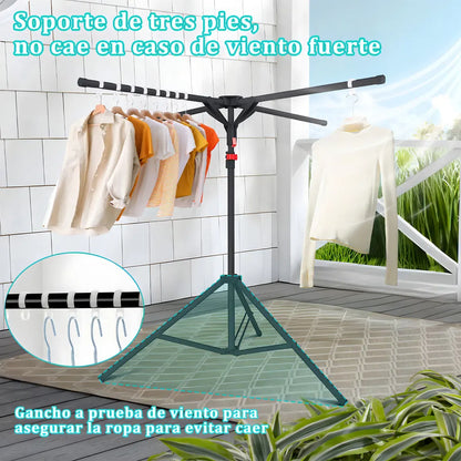 Tendedero Plegable Interactivo con Altura Ajustable y Diseño Compacto