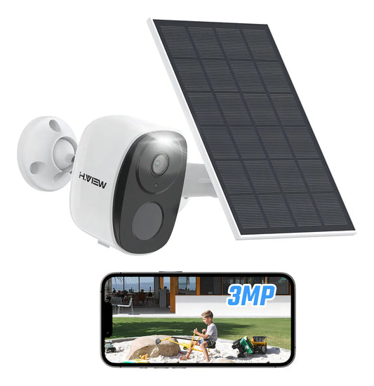 Cámara de Seguridad Solar WiFi Exterior 3MP Recargable Color Blanco - Metacompras