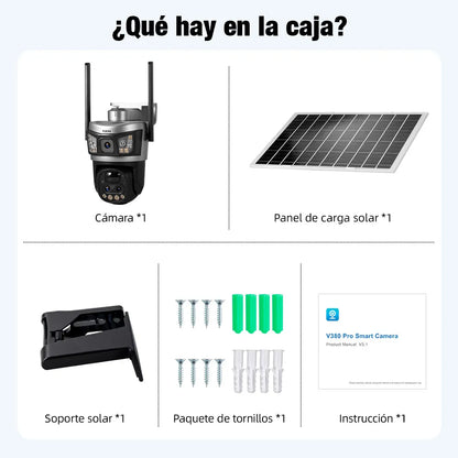 Cámara de Seguridad Solar Wifi Exterior 6MP con Visión Nocturna 360°