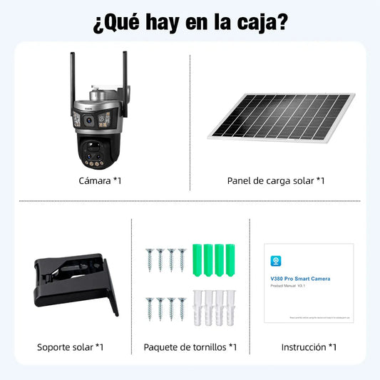 Cámara de Seguridad Solar Wifi Exterior 6MP con Visión Nocturna 360°
