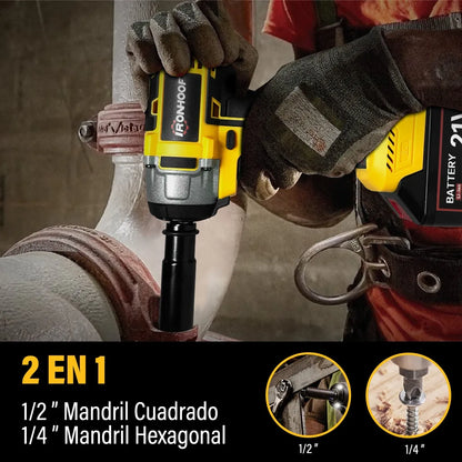 Pistola Llave De Impacto Inalámbrica 500W Amarilla - Potente y Versátil - Metacompras