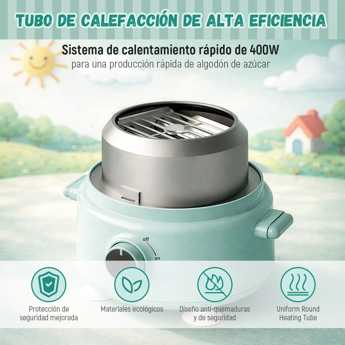 Máquina Eléctrica de Algodón de Azúcar Portátil + 50 Palitos Incluidos - Metacompras