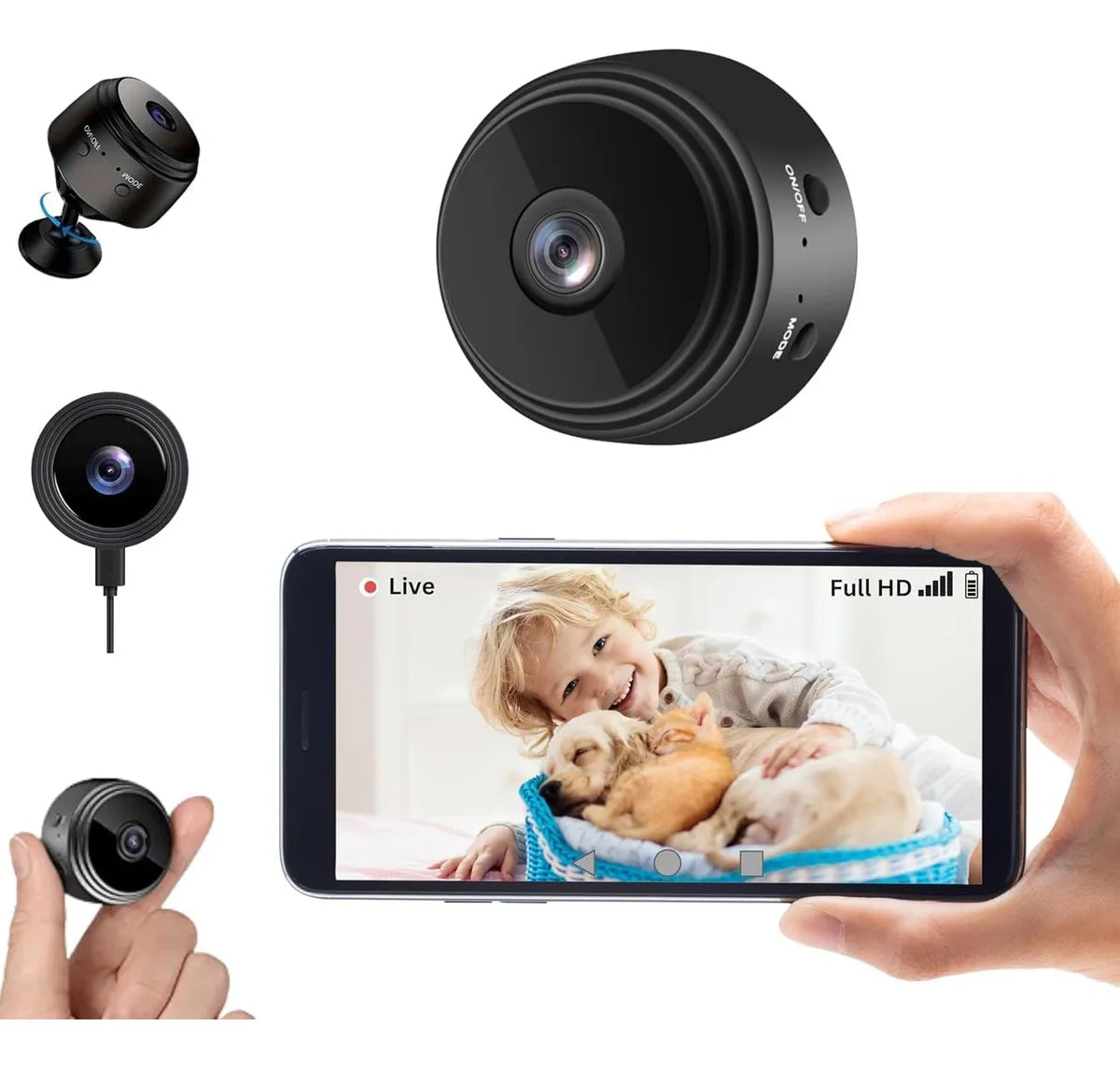 Cámara WiFi A9 HD1080P portátil con visión nocturna y transmisión en vivo - Metacompras