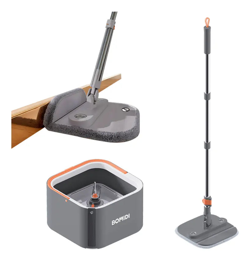 Trapeador Giratorio de Microfibra con Cubeta Doble y Mango Ajustable - Metacompras