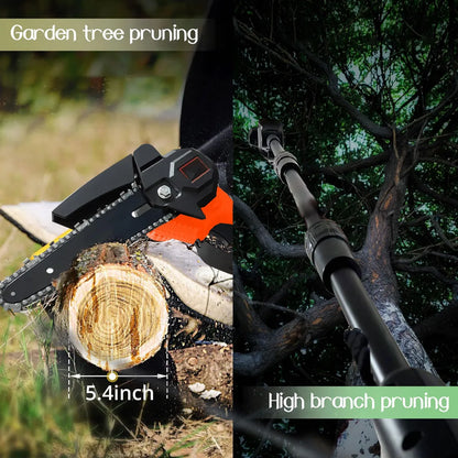 Motosierra Eléctrica Inalámbrica con Pértiga Telescópica 2.3m Naranja/Negro