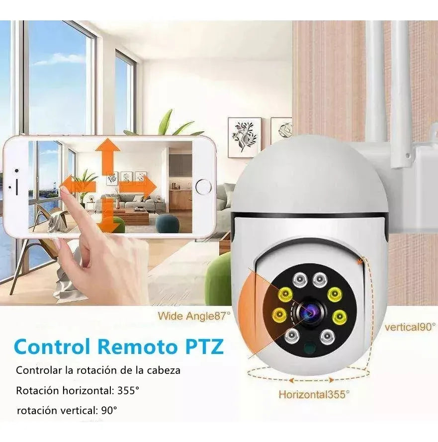 Cámara de Seguridad Wifi 360° 3MP Exterior Nocturna con Alarma - Metacompras