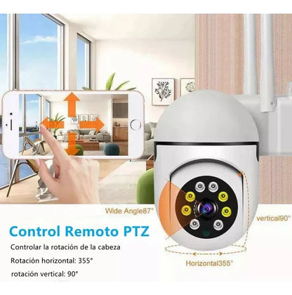 Cámara de Seguridad Wifi 360° 3MP Exterior Nocturna con Alarma - Metacompras