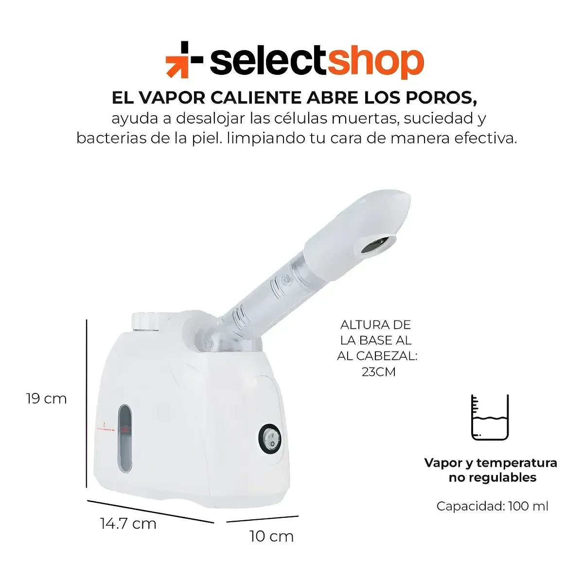 Vaporizador Facial con Cabezal Rotatorio 360° para Limpieza Profunda