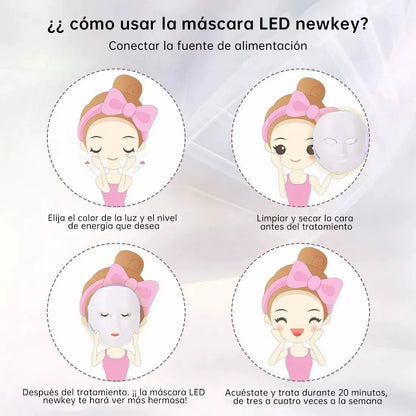 Máscara LED Facial 7 Colores para Rejuvenecimiento y Belleza