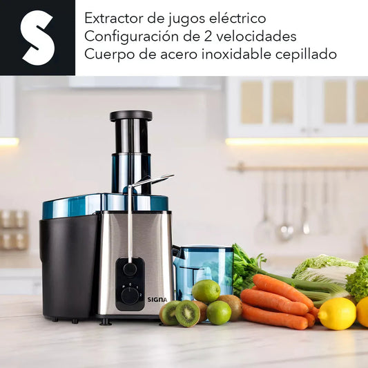 Extractor de Jugos Eléctrico 2 Velocidades 500ml 1000w Color Plateado