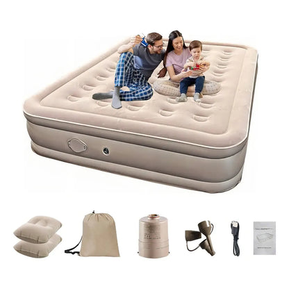 Colchón Inflable Queen con Bomba Eléctrica y Almohadas, 300kg