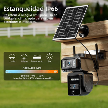 Cámara Solar Doble Lente 1080mp para Vigilancia al Aire Libre - Metacompras