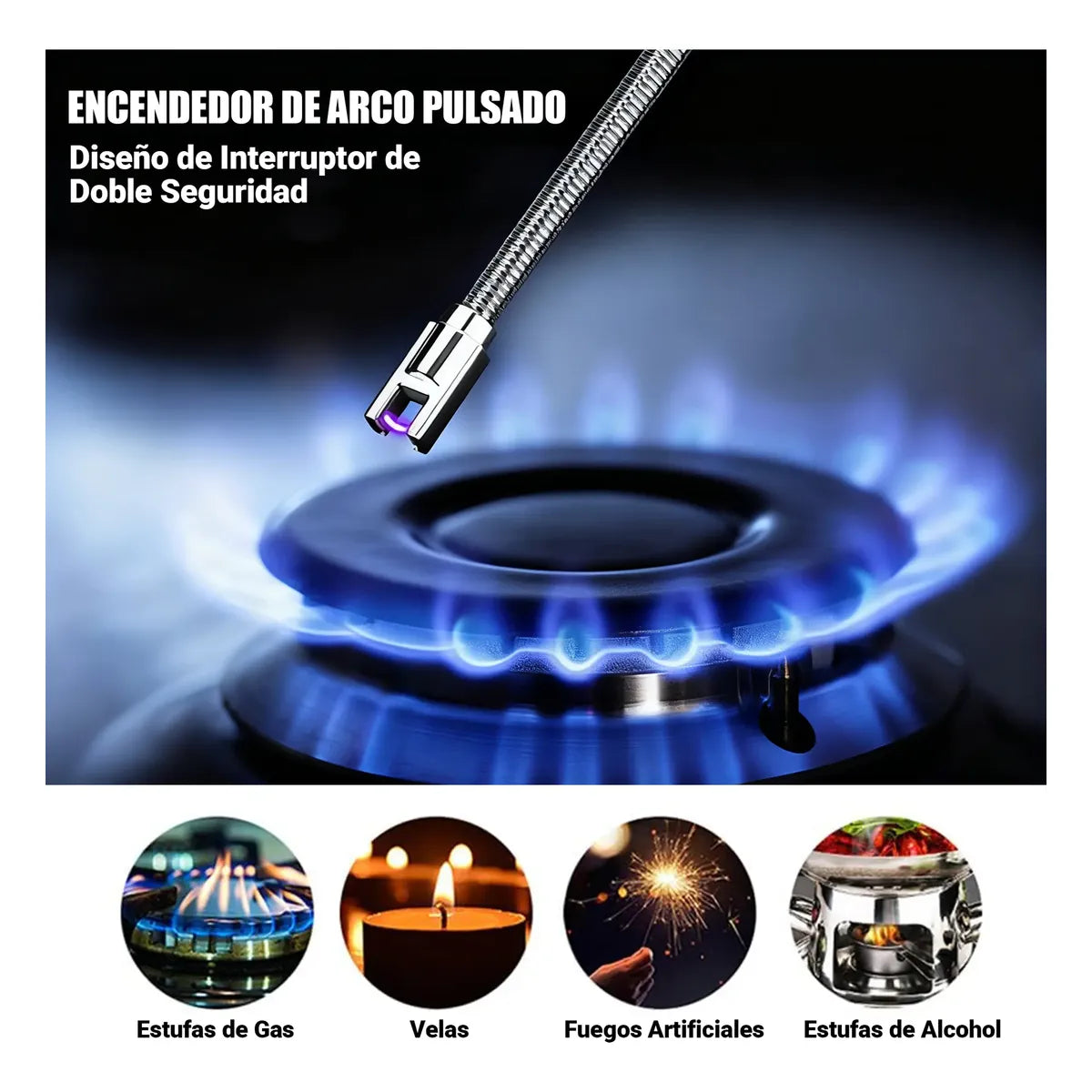 Kit de 3 Encendedores Eléctricos Recargables Multiusos para Cocina