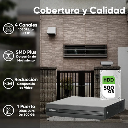Kit de Videovigilancia con 4 Cámaras 2MP y Disco Duro de 500GB