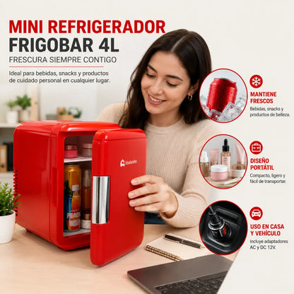 Portable Mini Fridge 4L: Cools and Heats for Car and Home