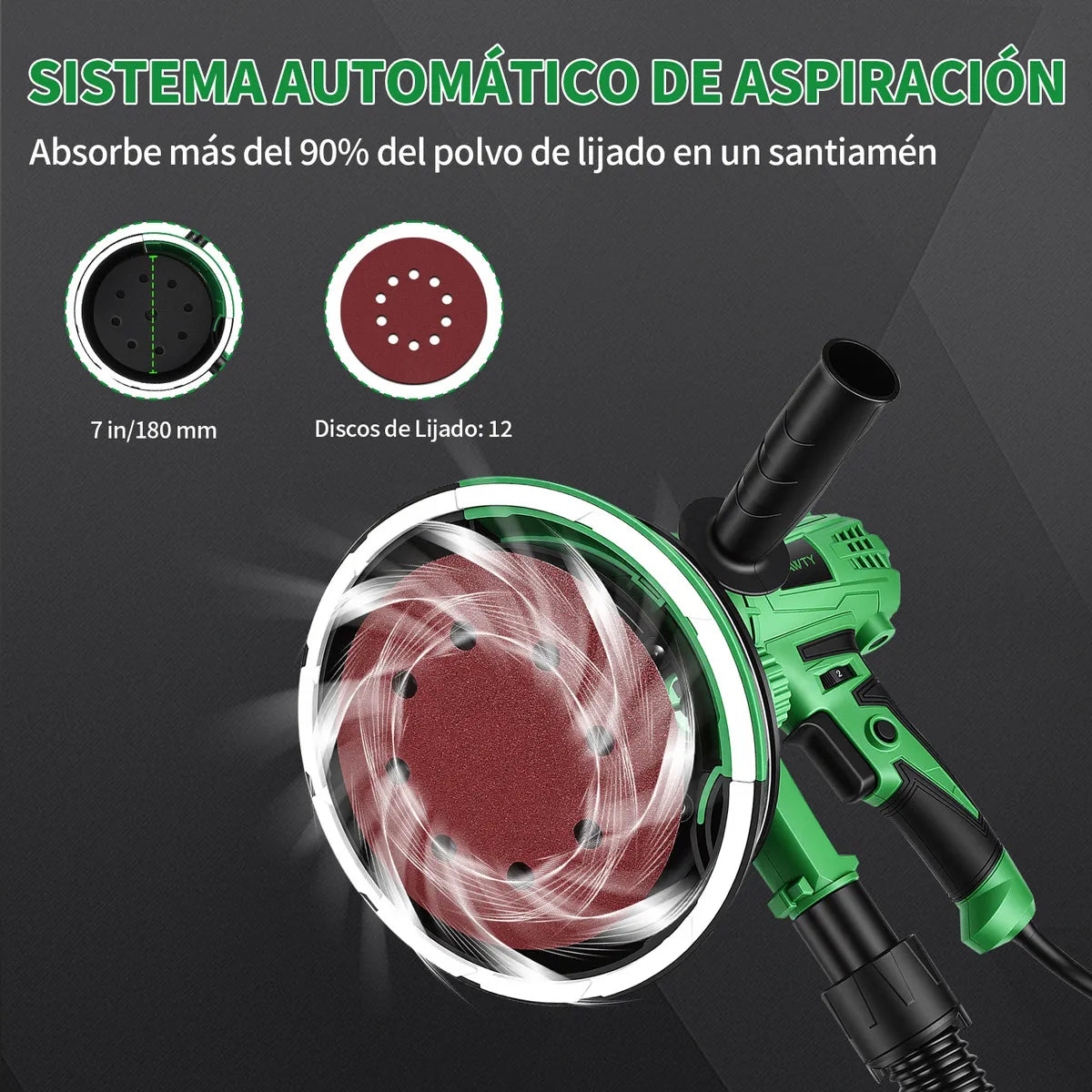 Lijadora Orbital Eléctrica 1500W con 5 Velocidades y 12 Discos - Metacompras