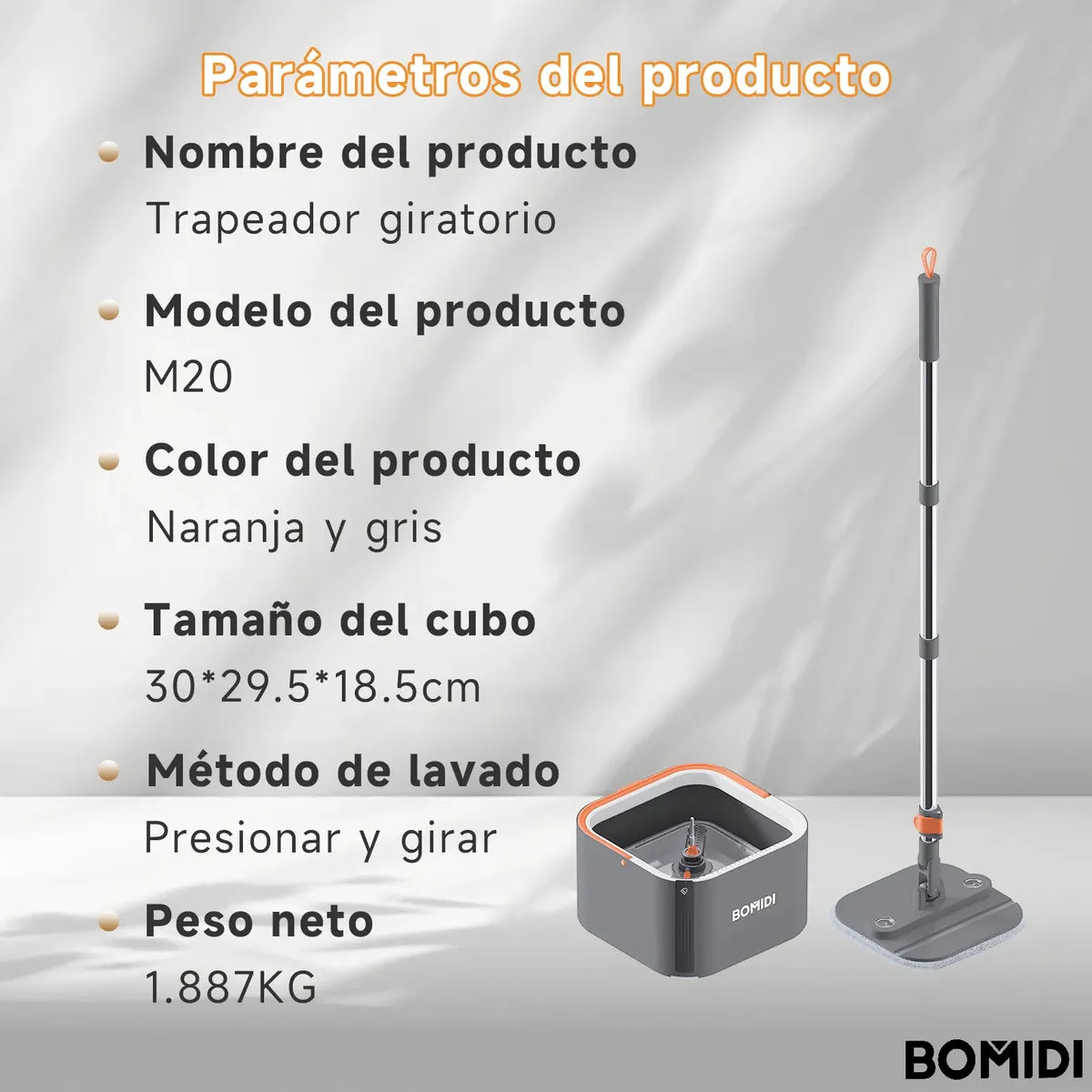 Trapeador Giratorio de Microfibra con Cubeta Doble y Mango Ajustable