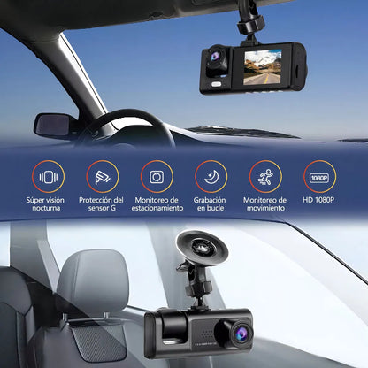 Cámara para automóvil 1080p con tarjeta de memoria y reversa