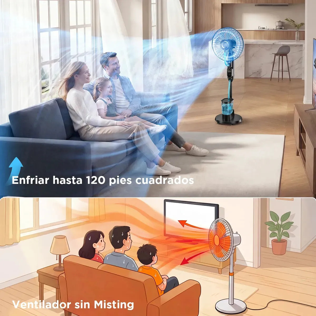 Ventilador de Pie con Humidificador y Control Remoto 46 cm