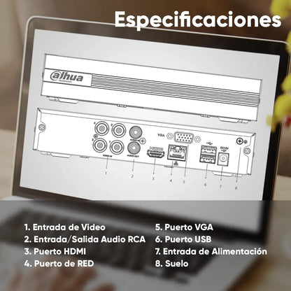 Kit de Videovigilancia con 4 Cámaras 2MP y Disco Duro de 500GB