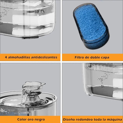 Bebedero Automático para Gatos y Perros con Triple Filtración y Bomba Silenciosa