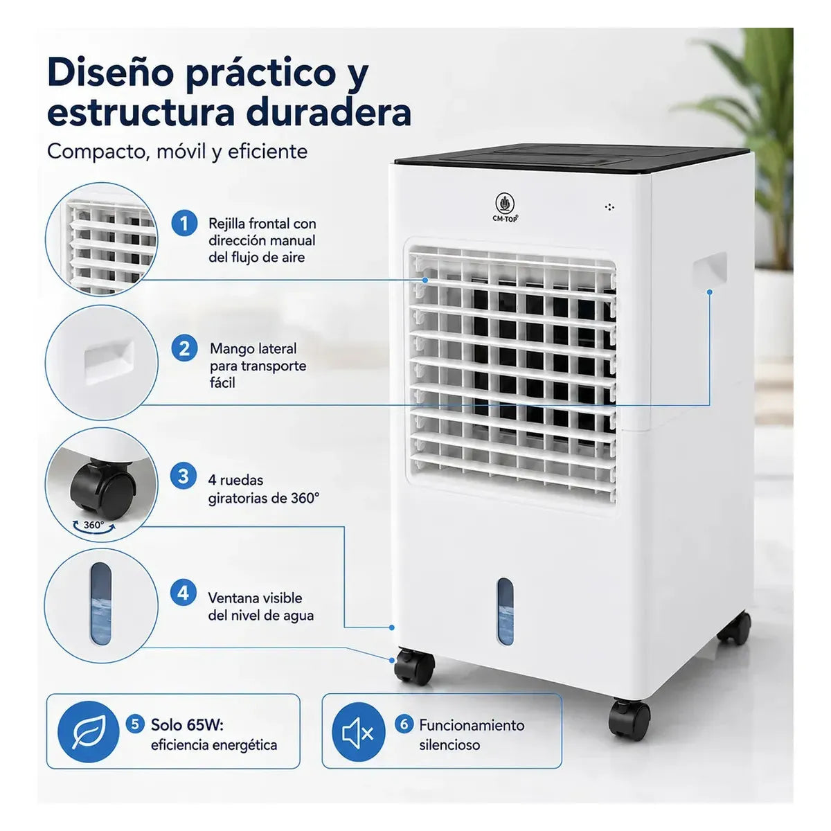 Portable Air Cooler 3 Speeds and 45° Oscillation Ideal for Summer