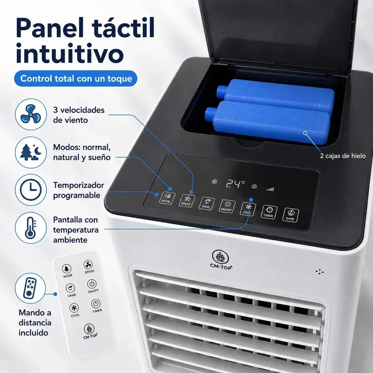 Portable Air Cooler 3 Speeds and 45° Oscillation Ideal for Summer