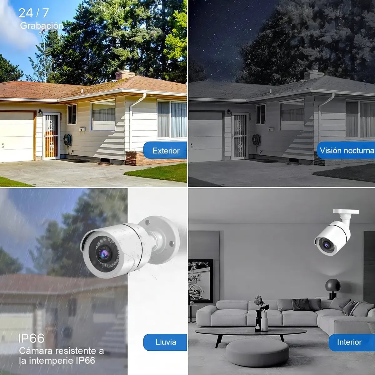 Kit de Cámaras de Seguridad 4 Cámaras 5MP con Visión Nocturna y DVR
