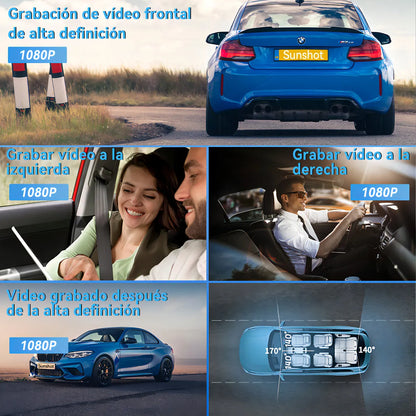Cámara de Vehículo 360° 1080p con Visión Nocturna y WiFi 64GB
