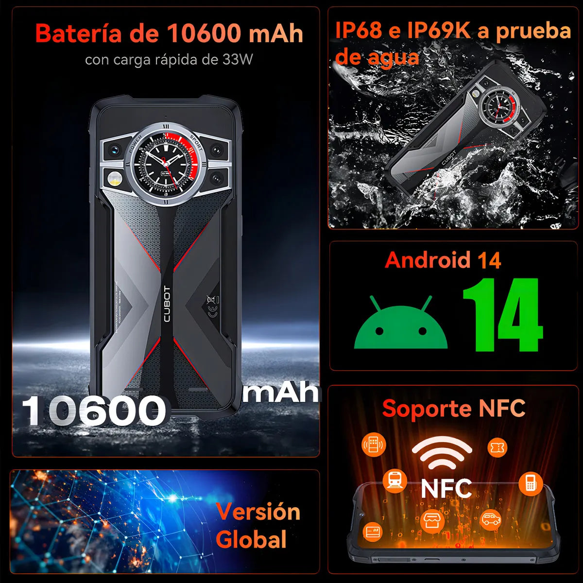 Smartphone Cubot KingKong 9 256 GB Negro 12 GB RAM Dual SIM - Metacompras