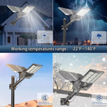 Luminaria LED Solar 1000W Premium con Brazo Ajustable Negra - Metacompras