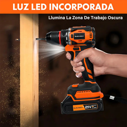 Taladro Rotomartillo Inalámbrico 3 en 1 con 30 Accesorios y Baterías 7500mAh - Metacompras