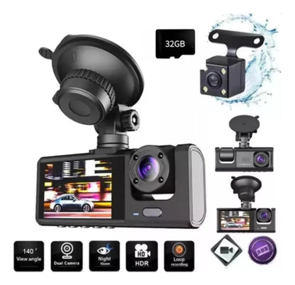 Cámara para automóvil 1080p con tarjeta de memoria y reversa