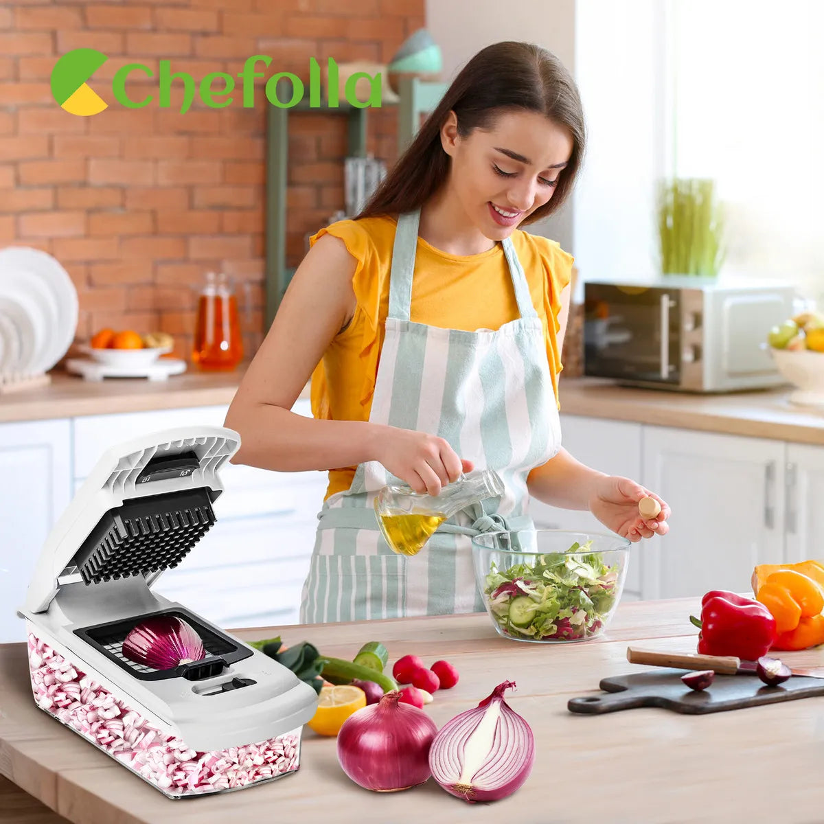 Rallador Cortador Picador 8 Cuchillas para Verduras y Frutas con Contenedor