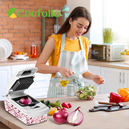Rallador Cortador Picador 8 Cuchillas para Verduras y Frutas con Contenedor