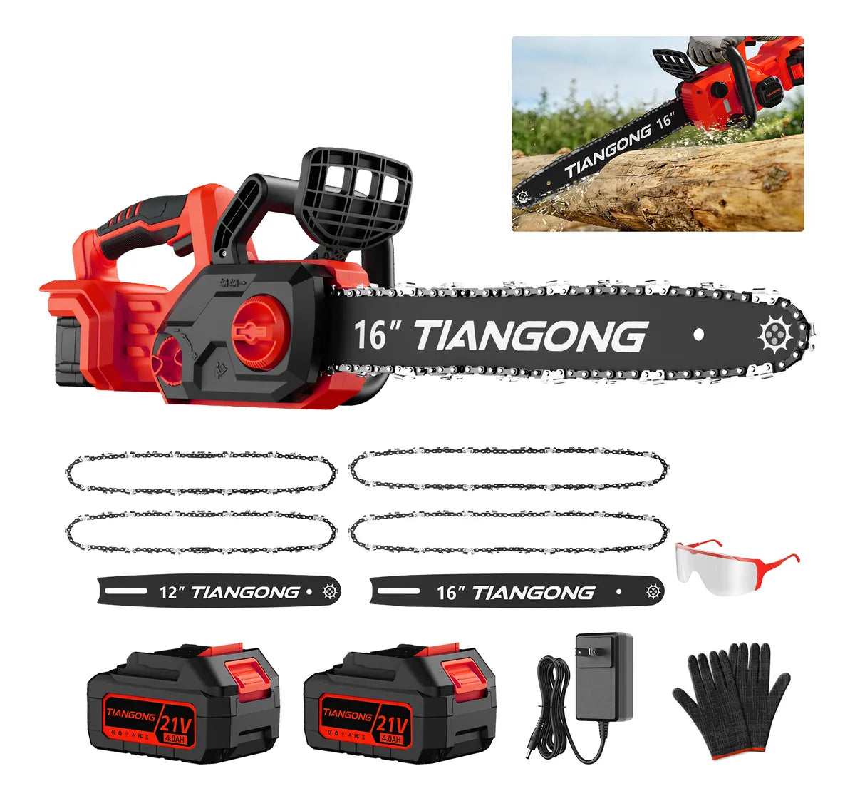 Motosierra Eléctrica Inalámbrica 16+12 - Kit 2 en 1 Sin Escobillas