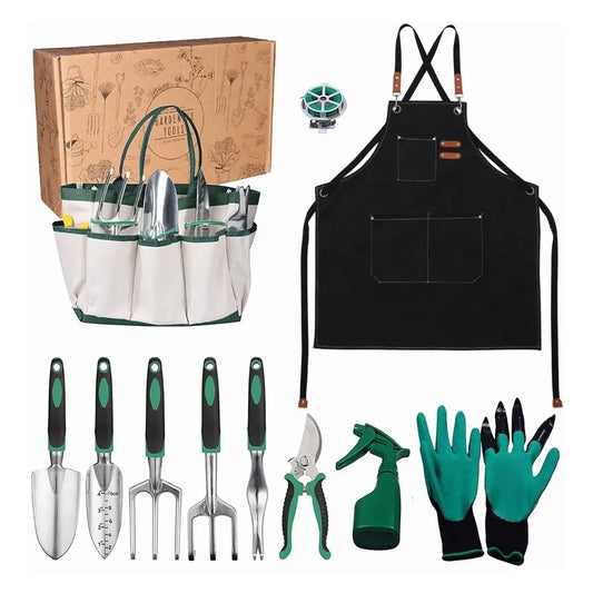 Kit de Herramientas de Jardín 11 Piezas con Mango Ergonómico y Almacenamiento