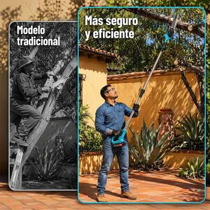 Motosierra y Tijera Eléctrica para Poda de Altura con Baterías y Barra Telescópica