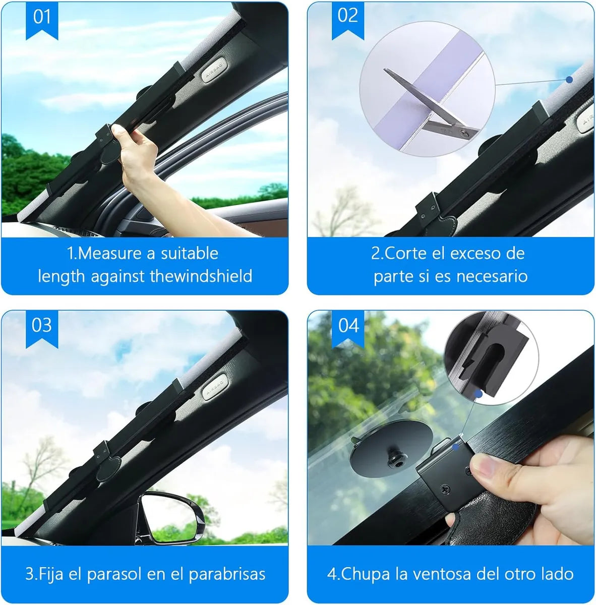 Parasol Retráctil para Parabrisas de Auto y Camioneta - Protección Solar Efectiva