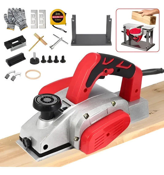 Cepilladora Eléctrica Profesional para Madera - Kit Completo Rojo - Metacompras