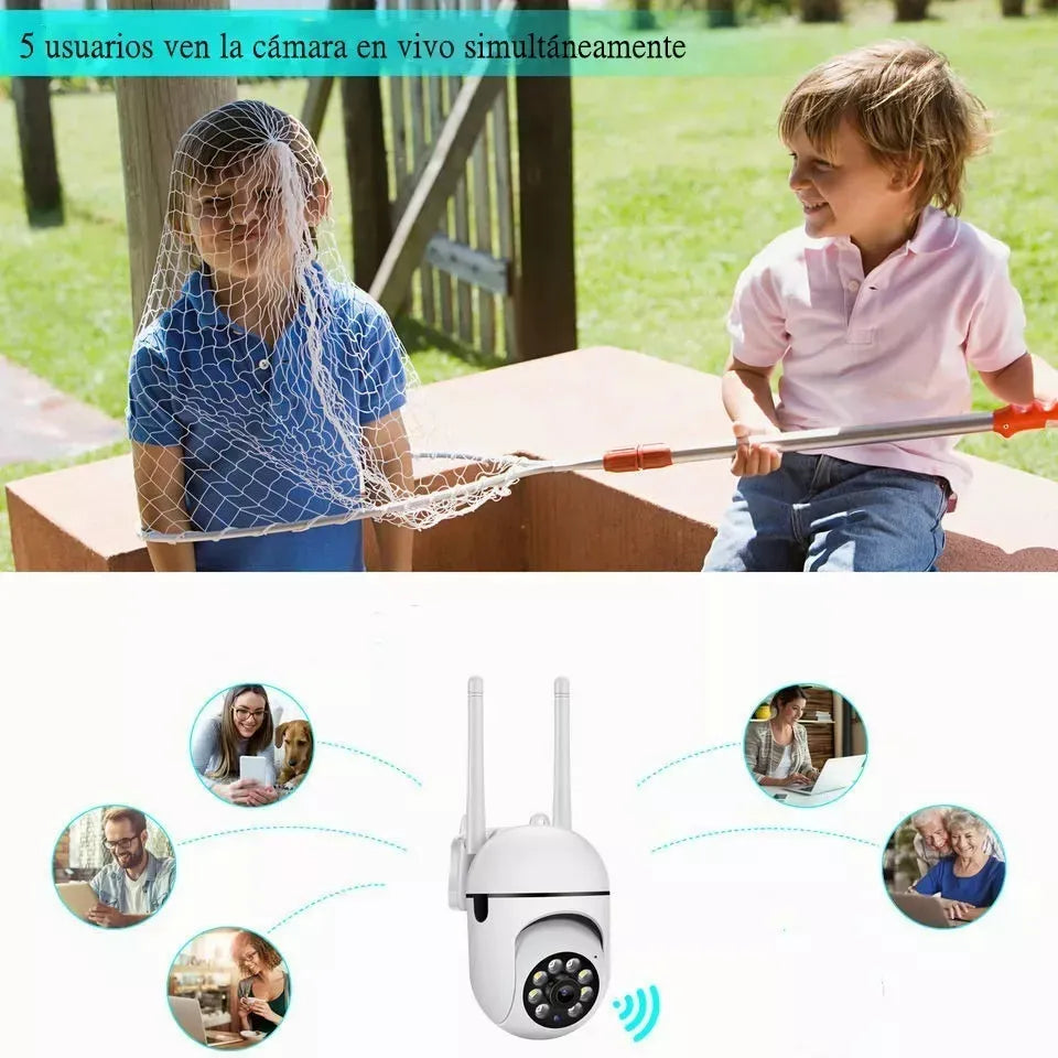 Cámara de Seguridad Wifi 360° 3MP Exterior Nocturna con Alarma - Metacompras