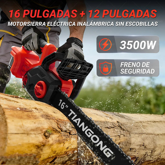Motosierra Eléctrica Inalámbrica 16+12 - Kit 2 en 1 Sin Escobillas