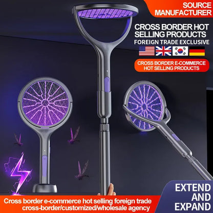 Matamoscas Eléctrico Telescópico con Luz LED para Control de Insectos