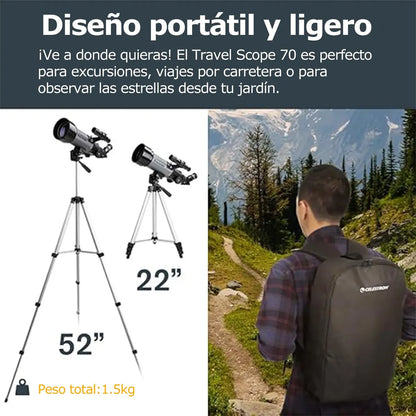 Telescopio Portátil Refractor 70mm con Accesorios Incluidos