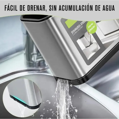 Organizador de Cubiertos Desmontable con Drenaje Eficiente y 4 Compartimentos